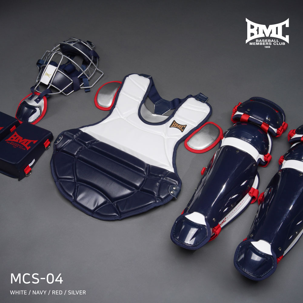 BMC 비엠씨 2024 프로 스리즈 MCS-04 야구 포수 장비 세트 콤비 화이트/네이비